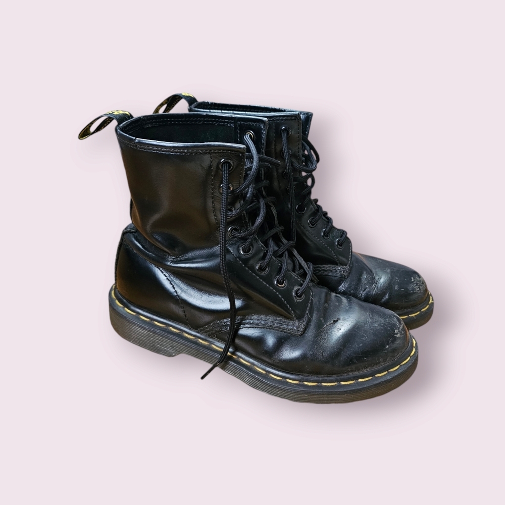 DR MARTENS Patent Leather Black Combat Boots - Picture 3 of 6